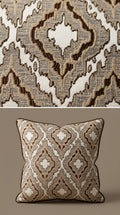 Ikat Medallion Jacquard Fabric — Taupe & Ivory