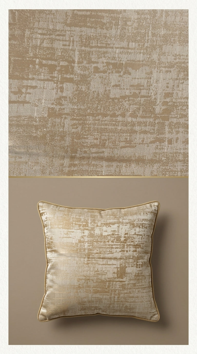 Abstract Satin Fabric — Ivory & Bronze