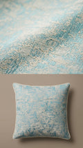 Abstract Satin Fabric — Turquoise & Ivory
