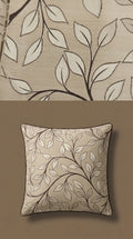 Trailing Leaf Vine Satin Fabric — Beige & Brown