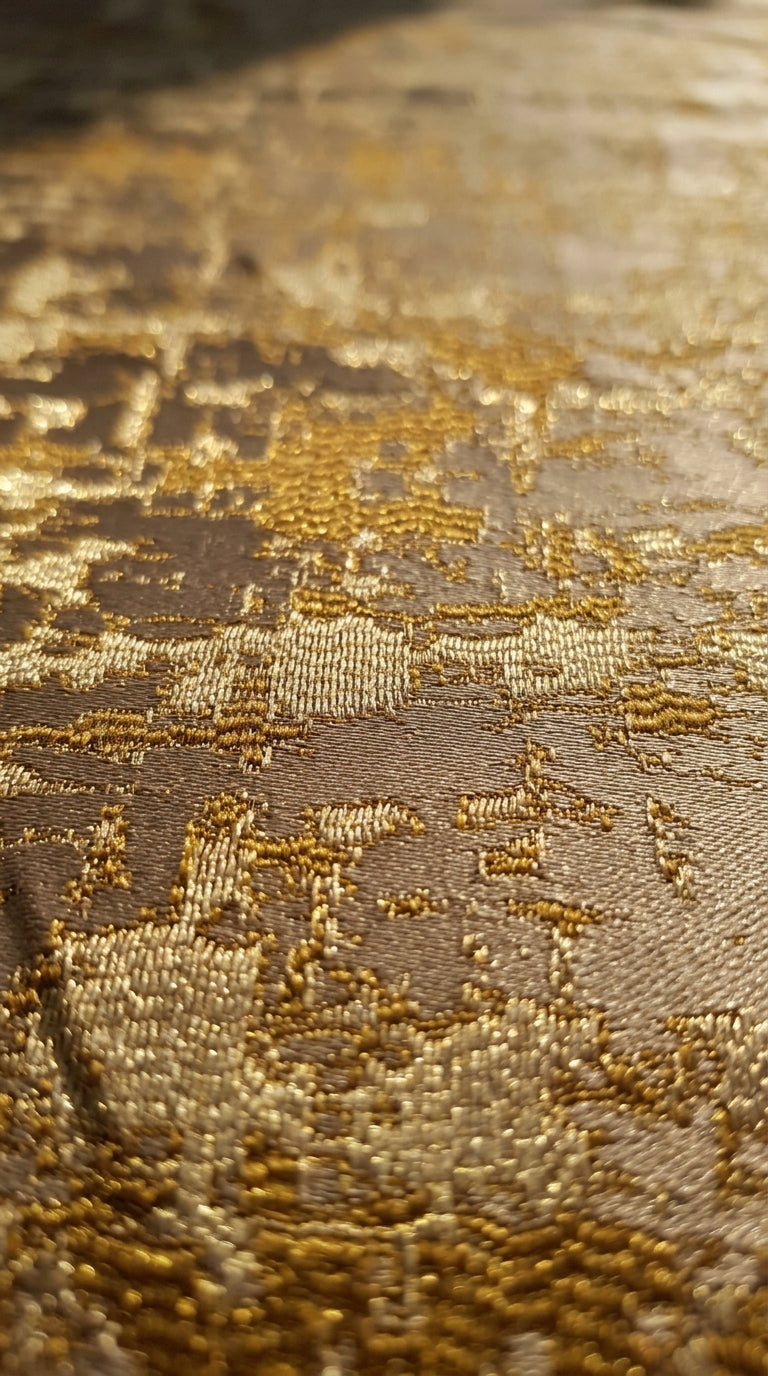 Zari Cloud Satin Fabric — Gold & Ivory