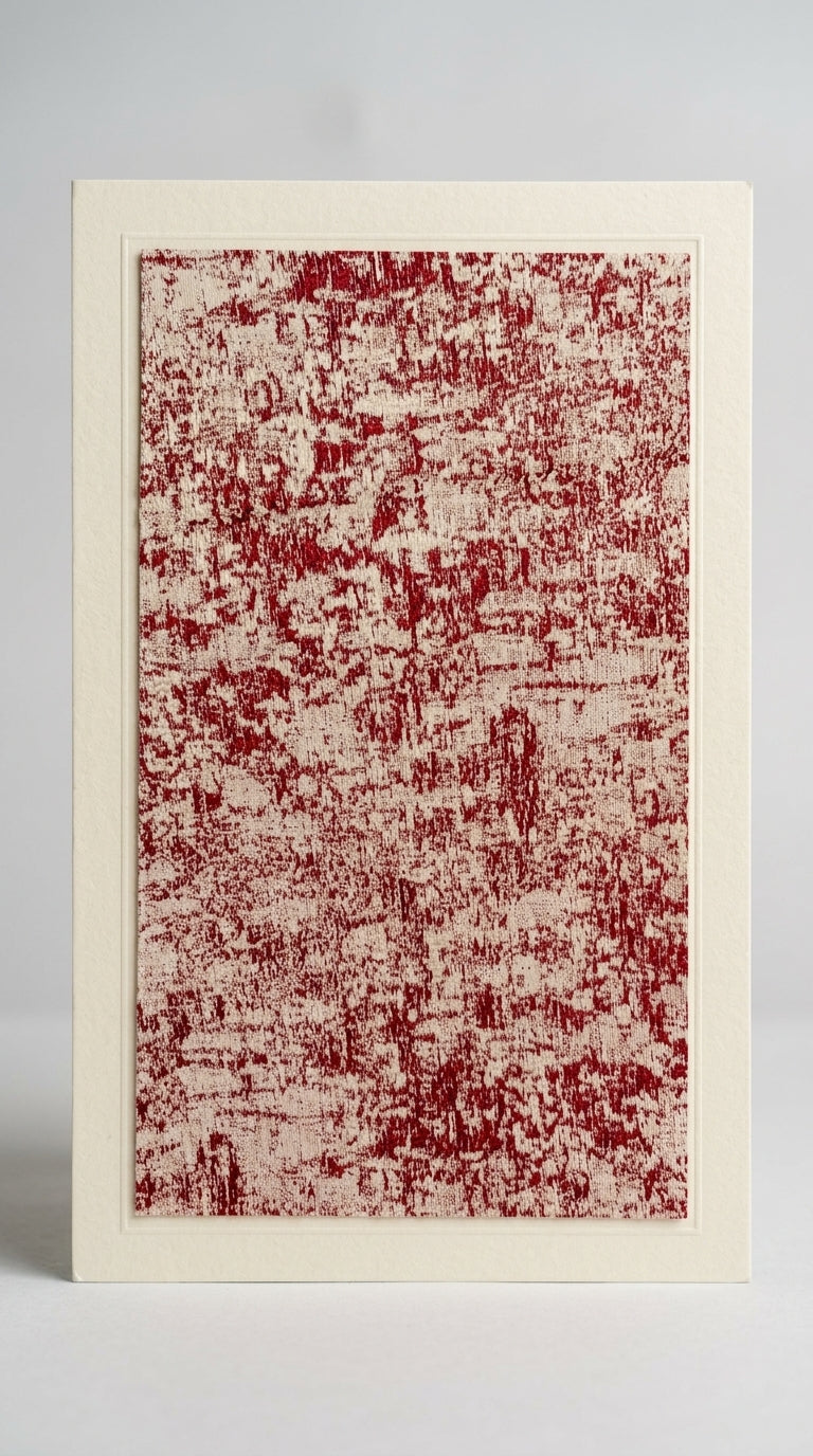 Abstract Satin Fabric — Crimson & Ivory