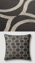 Dark Brown Satin Fabric with Ivory Ogee Wave Lattice Jacquard