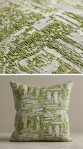Textured Chenille Jacquard Fabric — Olive Green & Ivory