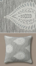 Damask Jacquard Silk Fabric — Teal & Ivory Premium