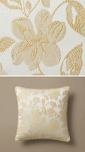 Floral Silk Fabric — Ivory & Champagne Gold