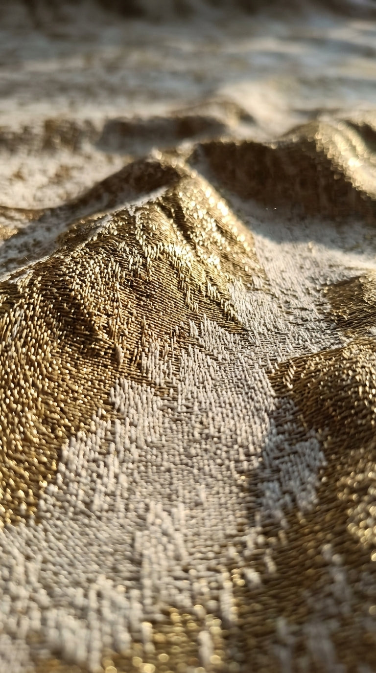 Abstract Satin Fabric — Ivory & Gold