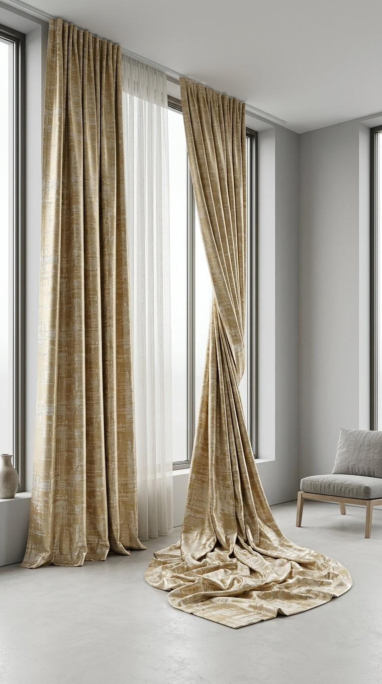 Abstract Satin Fabric — Gold & Ivory