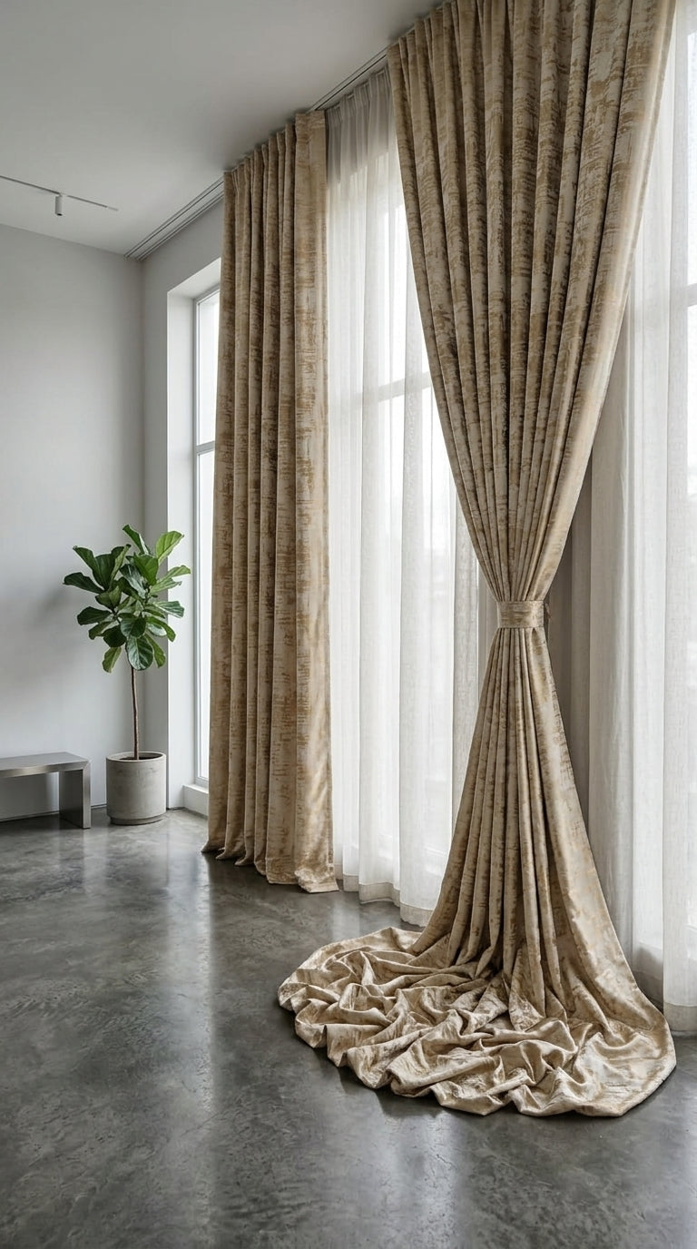 Abstract Satin Fabric — Ivory & Bronze