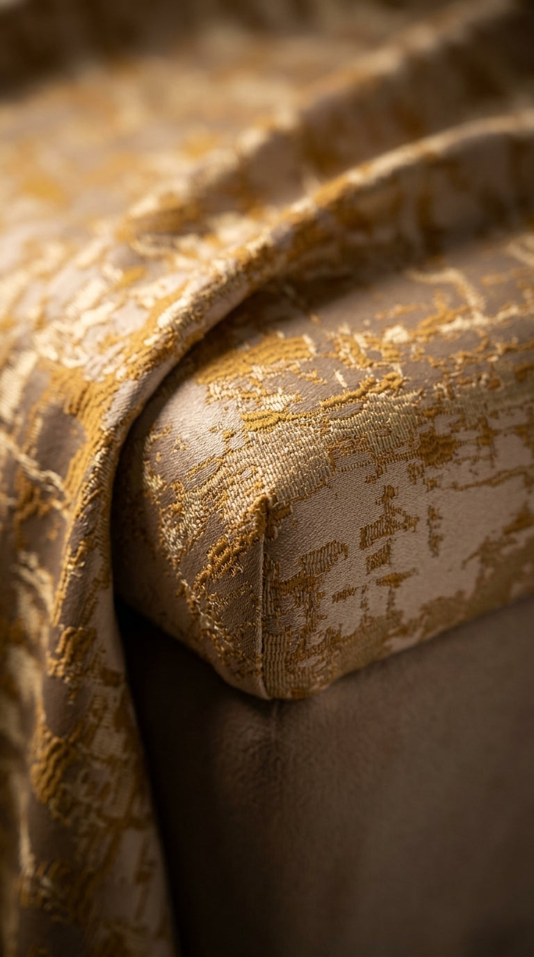 Zari Cloud Satin Fabric — Gold & Ivory