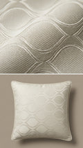 Ivory Satin Fabric with Tone-on-Tone Silver Ogee Wave Lattice Jacquard