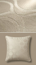 Champagne Satin Fabric with Tone-on-Tone Ogee Wave Lattice Jacquard