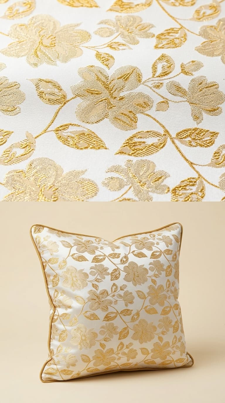 Decorative pillow with floral pattern on a matching wall background