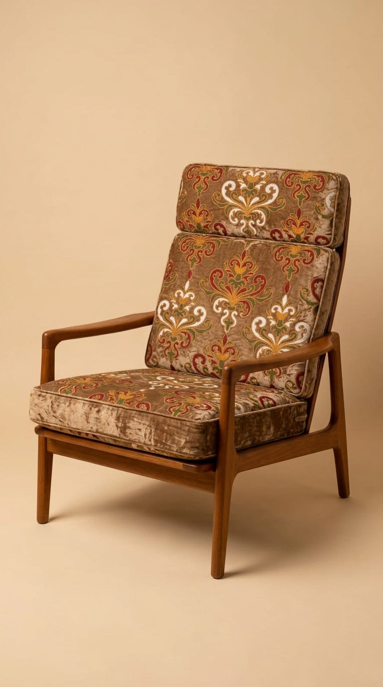 Brown Embroidered Baroque Fabric