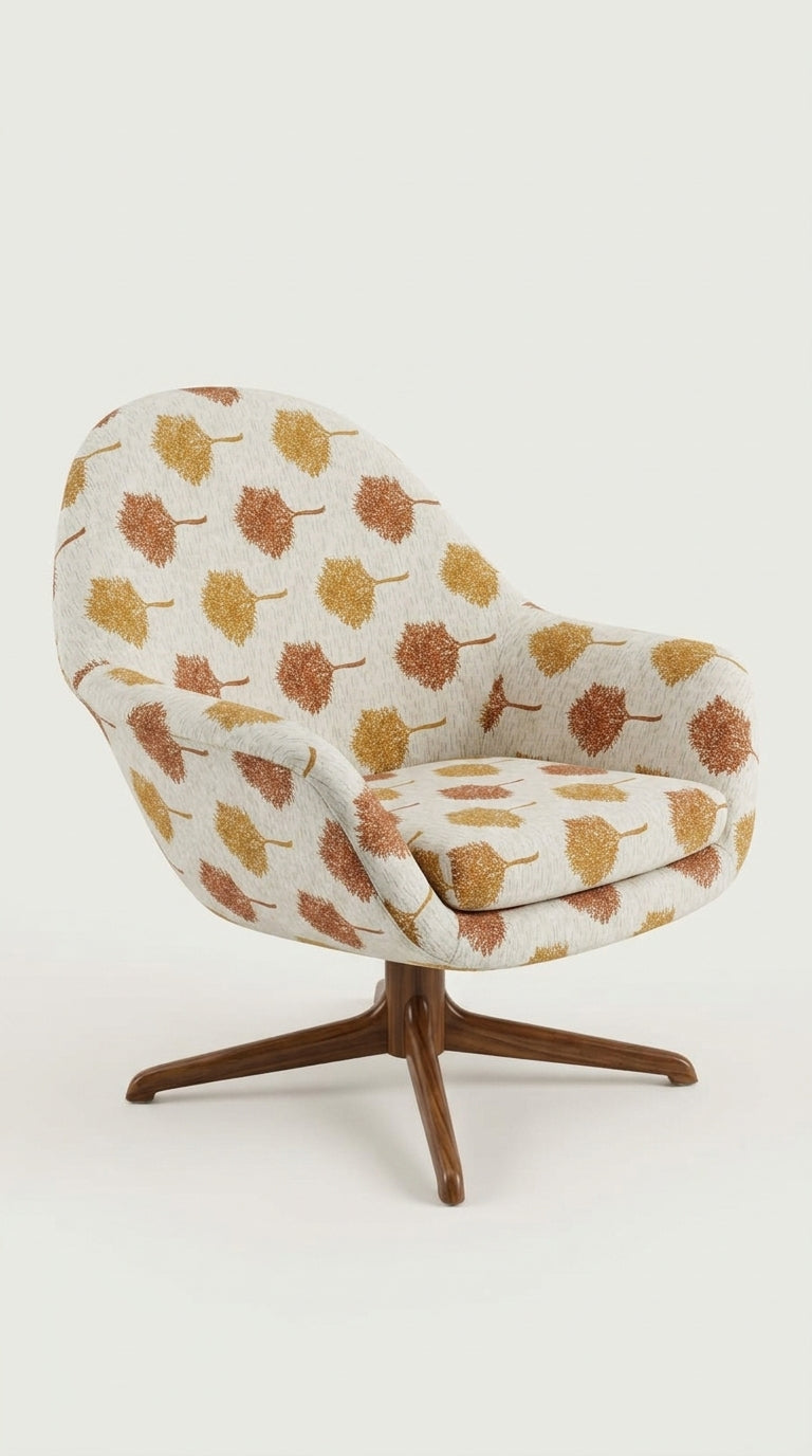 White Embroidered Tree Motif Fabric