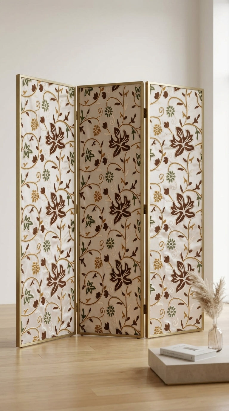 Ivory Silk Crewel Embroidery Fabric
