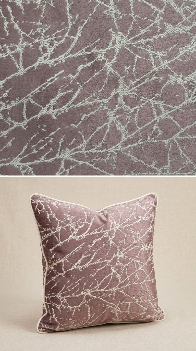 Branch Jacquard Silk Fabric — Mauve & Ivory Premium