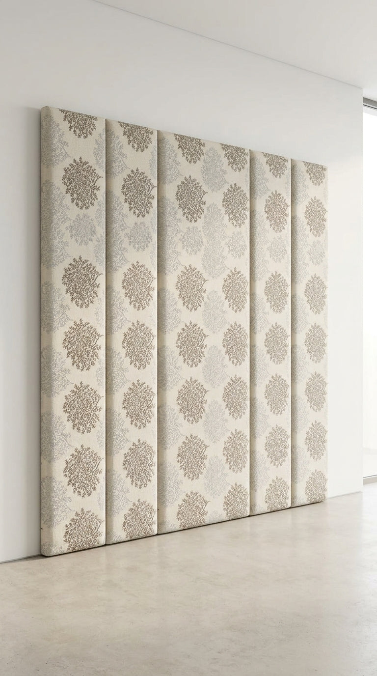 Silver Botanical Jacquard Fabric — Ivory & Grey