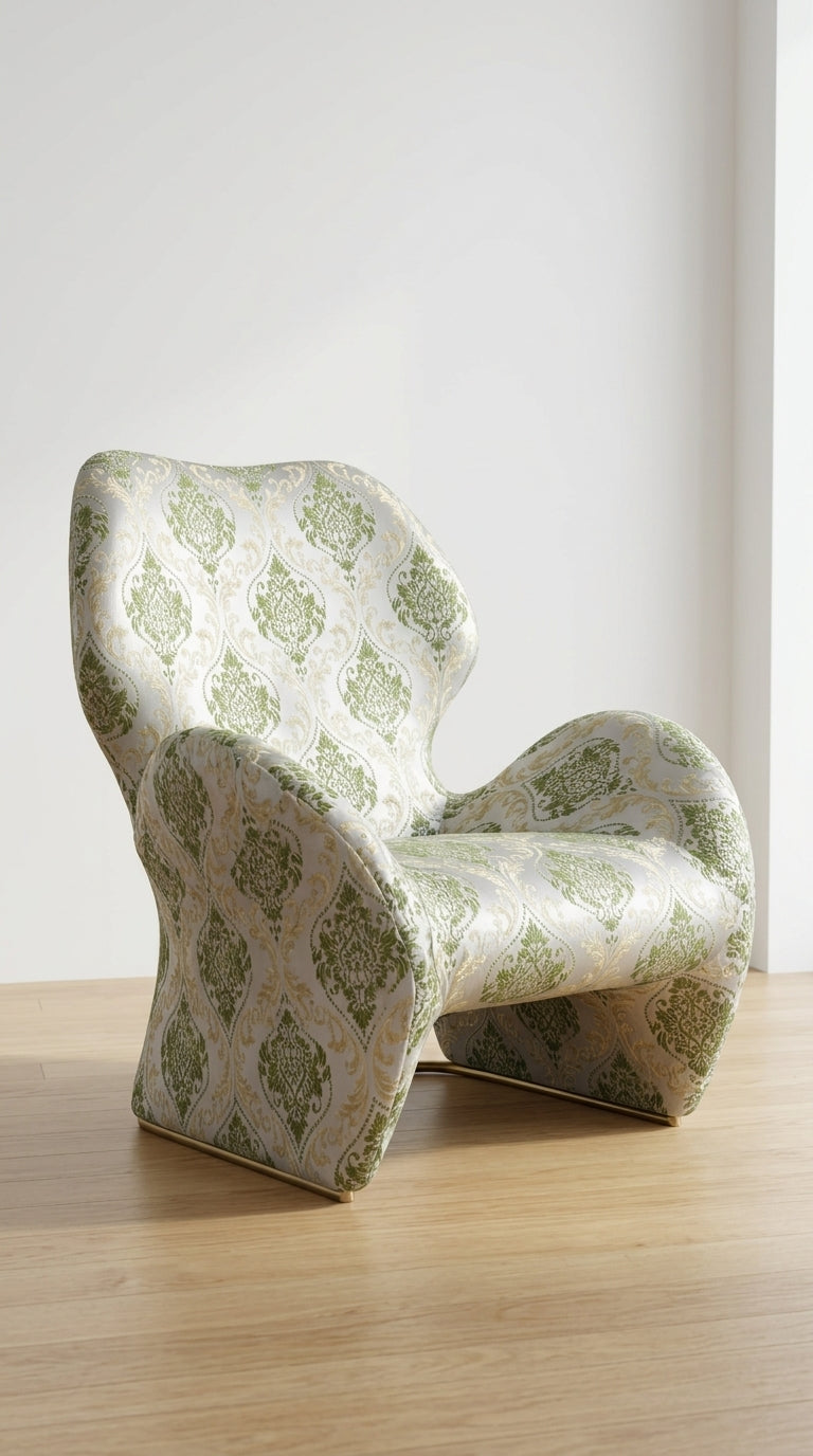 Green Damask Embroidered Fabric — Ivory & Olive