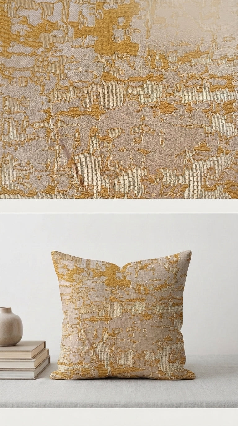 Zari Cloud Satin Fabric — Gold & Ivory