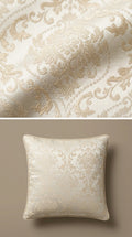 Damask Satin Fabric — Ivory & Champagne Gold