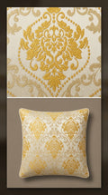 Damask Satin Fabric — Ivory & Gold