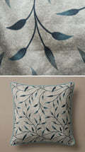 Trailing Leaf Silk Fabric — Silver & Teal