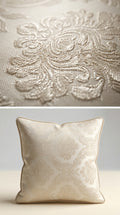 Damask Jacquard Silk Fabric — Ivory Tonal Premium