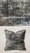Abstract Distressed Jacquard Silk Fabric — Charcoal & Beige Premium
