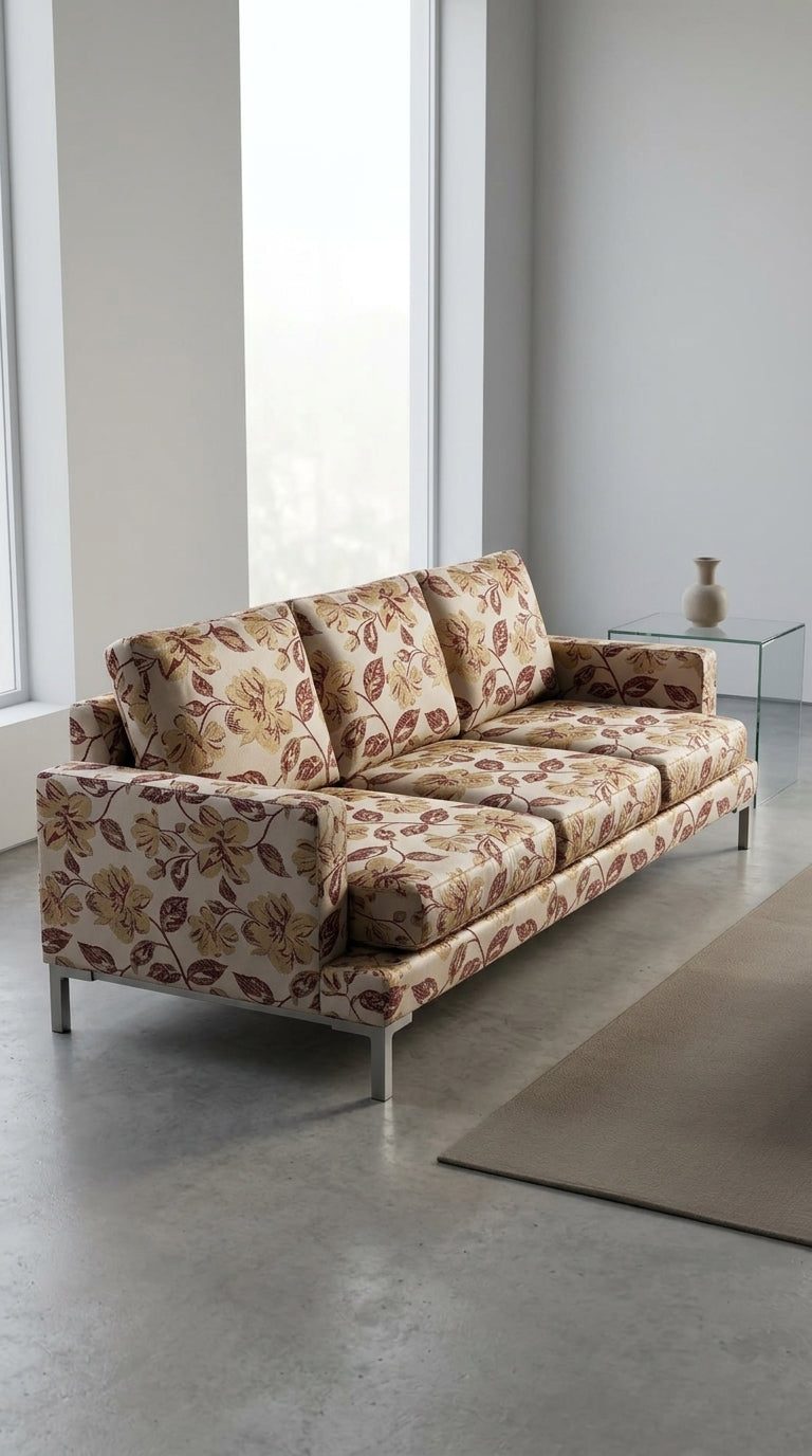 Floral Silk Fabric — Maroon & Gold Premium