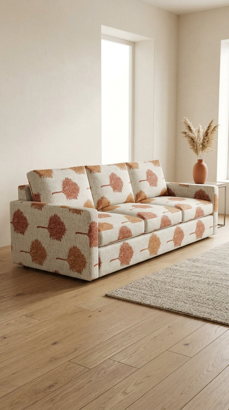 Printed Tree Motif Fabric — Rust & Terracotta Premium