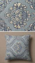 Damask Jacquard Silk Fabric — Powder Blue & Gold Premium