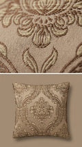 Damask Jacquard Silk Fabric — Gold & Taupe Premium