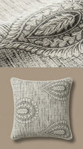 Textured Paisley Jacquard Fabric — Charcoal & Ivory Premium
