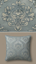 Powder Blue Ivory Damask Silk Fabric