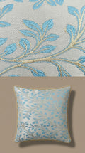 Powder Blue Gold Leaf Silk Fabric