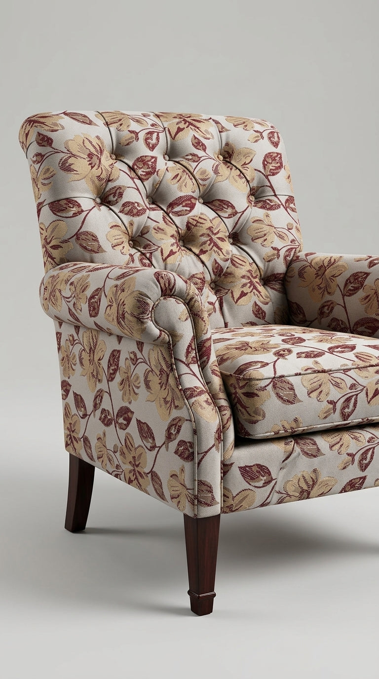 Floral Silk Fabric — Maroon & Gold Premium
