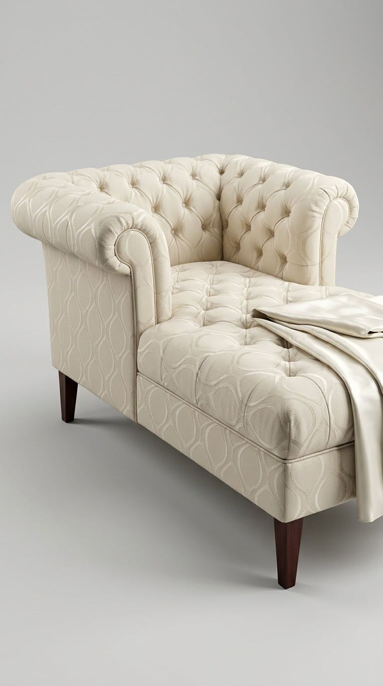 Champagne Satin Fabric with Tone-on-Tone Ogee Wave Lattice Jacquard
