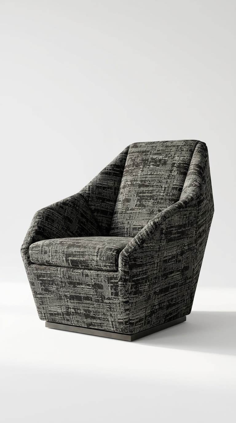 Gray textured armchair on a white background