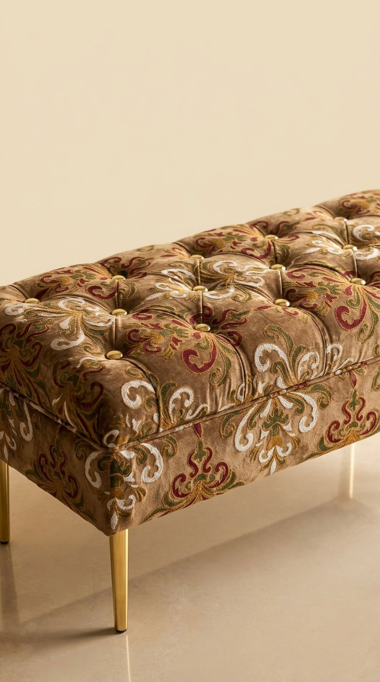 Brown Embroidered Baroque Fabric