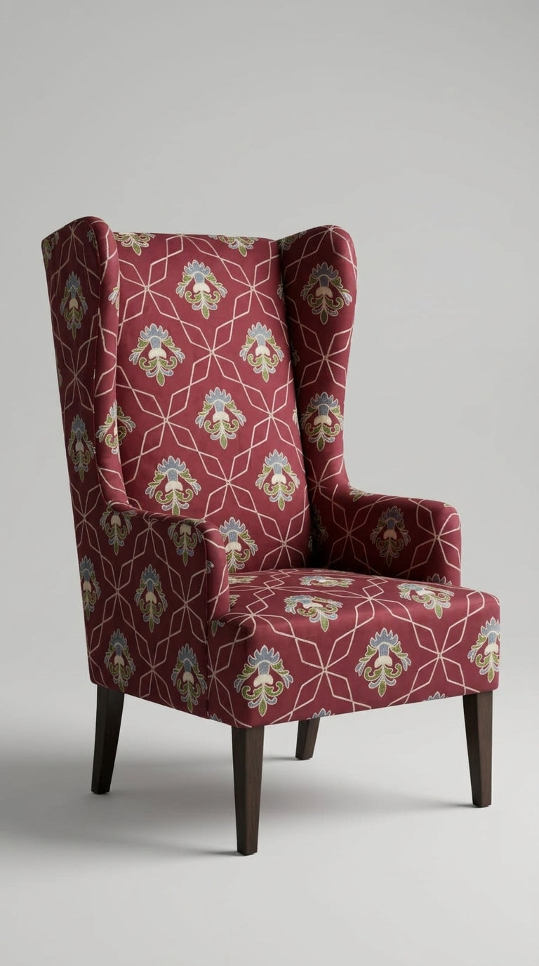 Maroon Embroidered Trellis Fabric