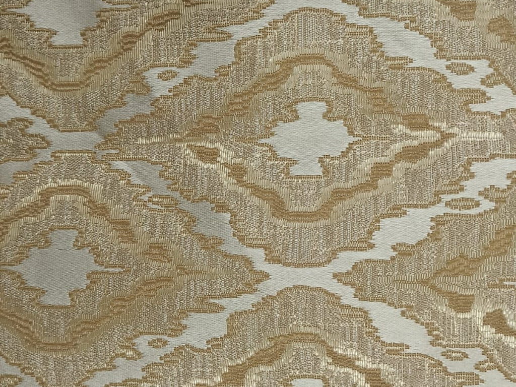 Ikat Jacquard Silk Fabric — Gold & Ivory Premium