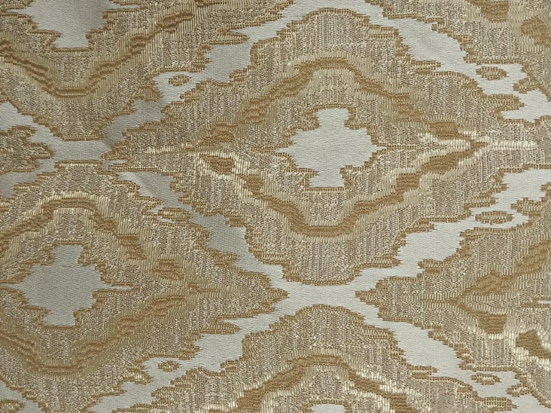 Ikat Jacquard Silk Fabric — Gold & Ivory Premium
