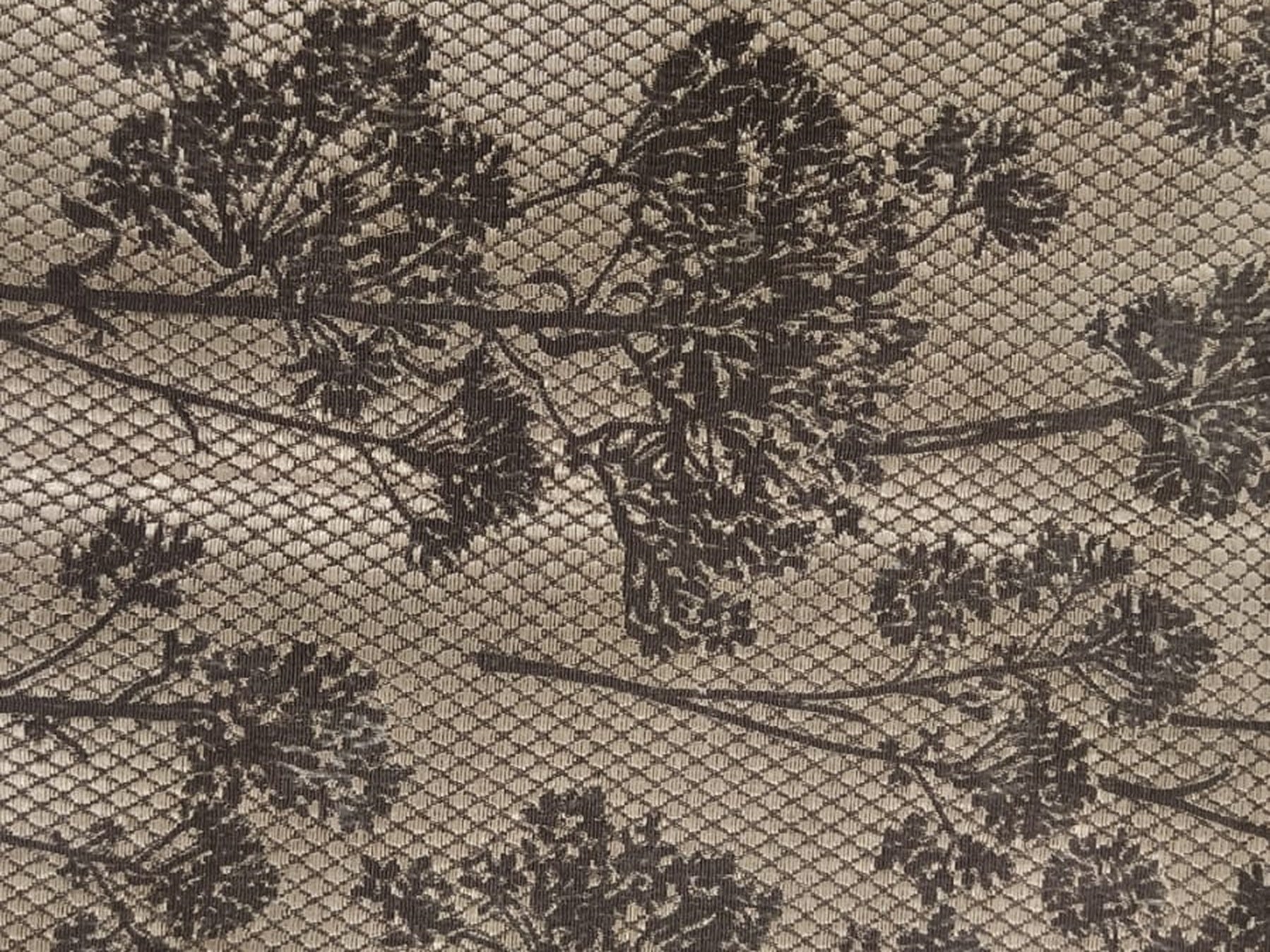 Botanical Trellis Jacquard Fabric — Charcoal & Beige Premium