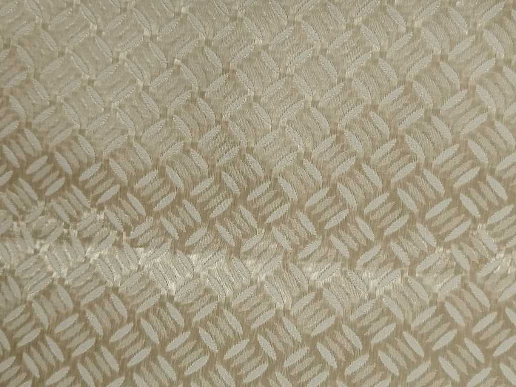 Basketweave Jacquard Silk Fabric — Ivory & Champagne Premium