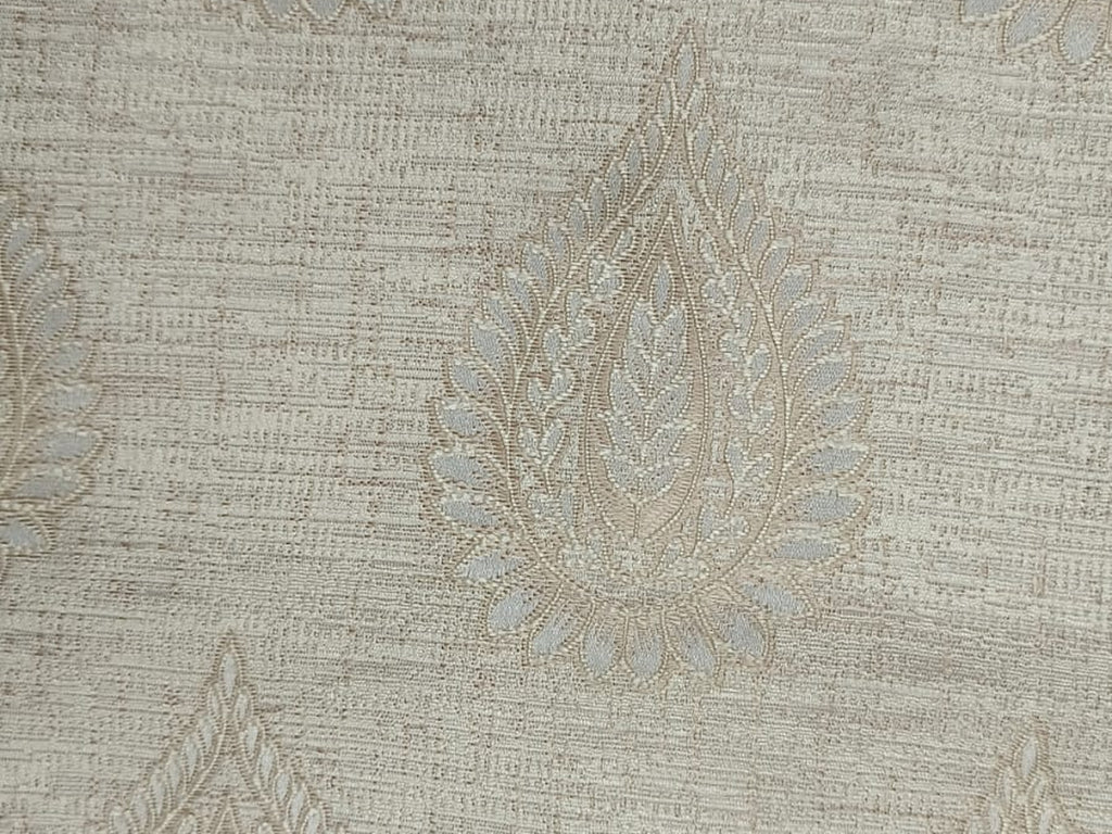 Textured Paisley Jacquard Fabric — Beige & Gold Premium