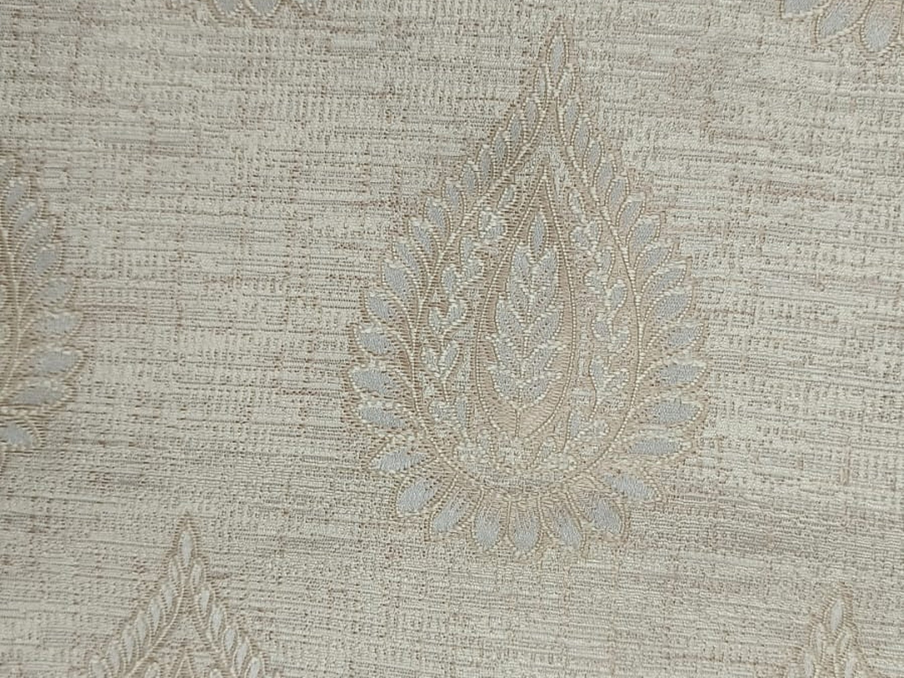 Textured Paisley Jacquard Fabric — Beige & Gold Premium
