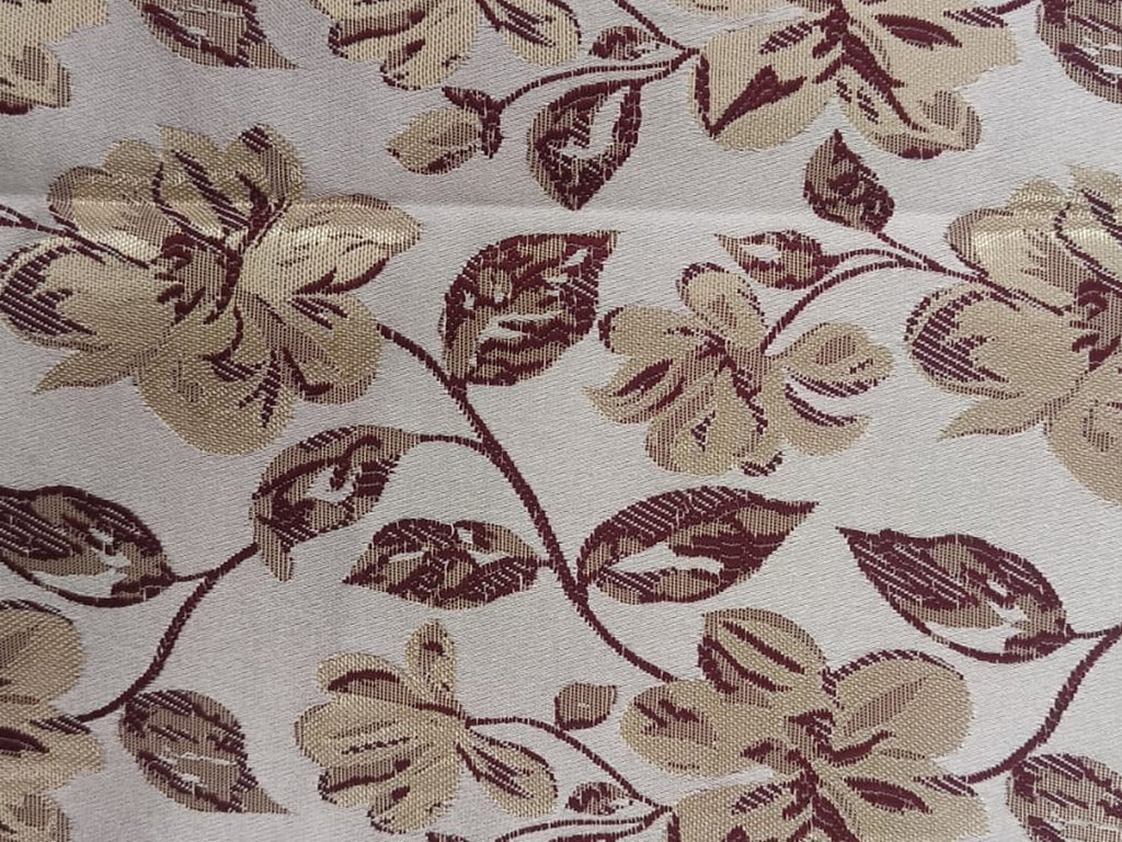 Floral Silk Fabric — Maroon & Gold Premium