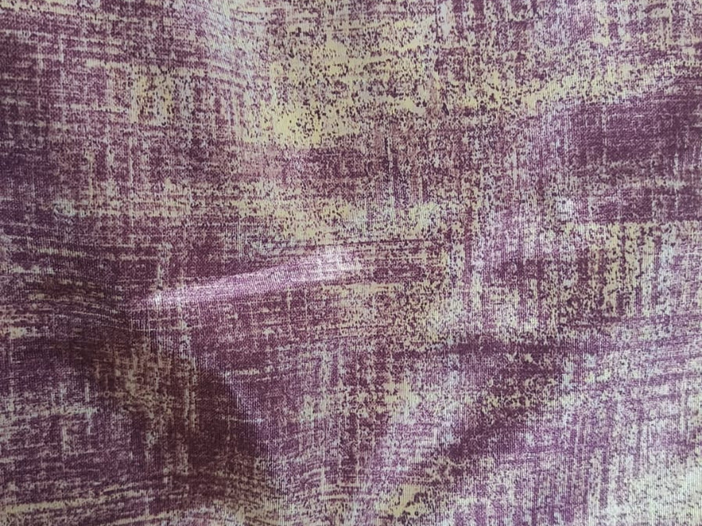 Abstract Distressed Jacquard Silk Fabric — Plum & Ivory Premium