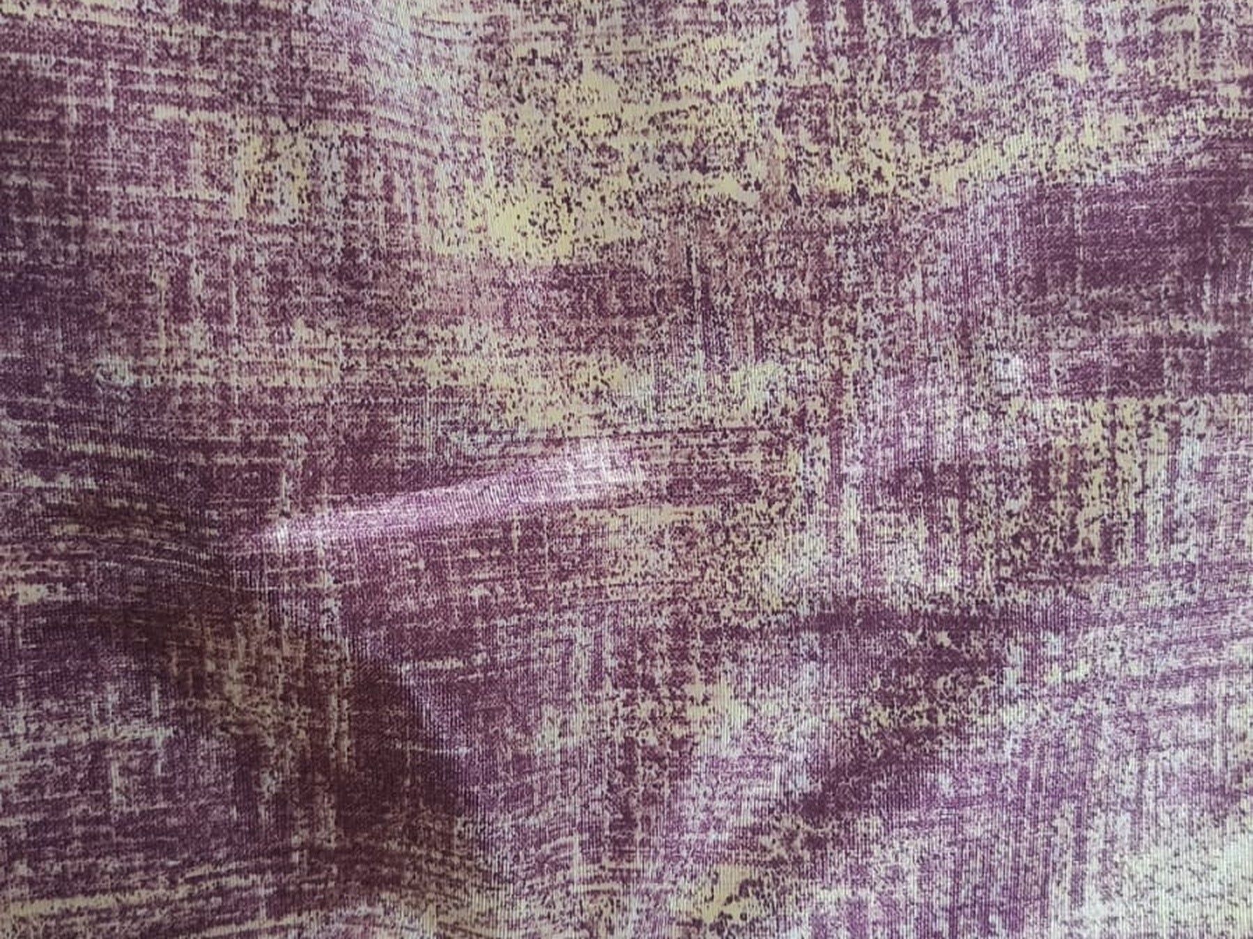 Abstract Distressed Jacquard Silk Fabric — Plum & Ivory Premium